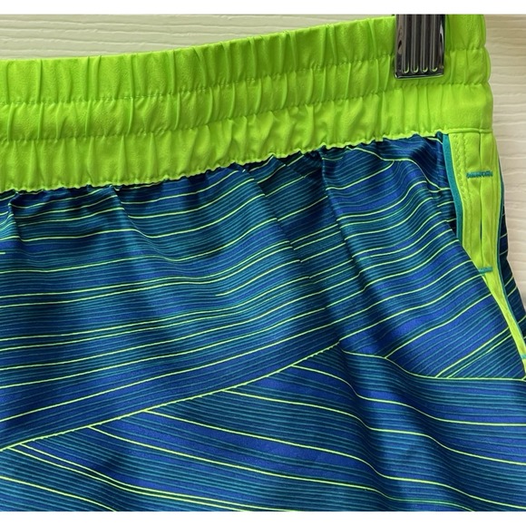 Under Armour Women's Medium Blue & Green Lined Heat Gear Running Shorts - Picture 5 of 10